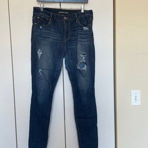 Express Dark Blue Distressed Women Jeans